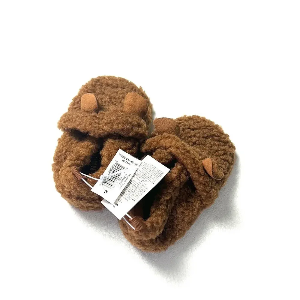 Old Navy Baby Fuzzy Bear Slippers Shoes Sz 6-12M